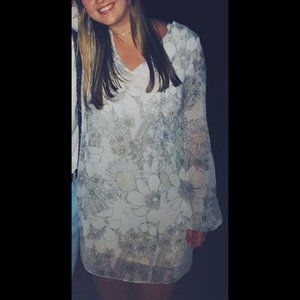 BCBGeneration Blue Floral Long Sleeve Dress